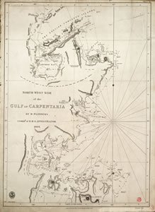 Printed chart of the north west side of the Gulf of Carpentaria