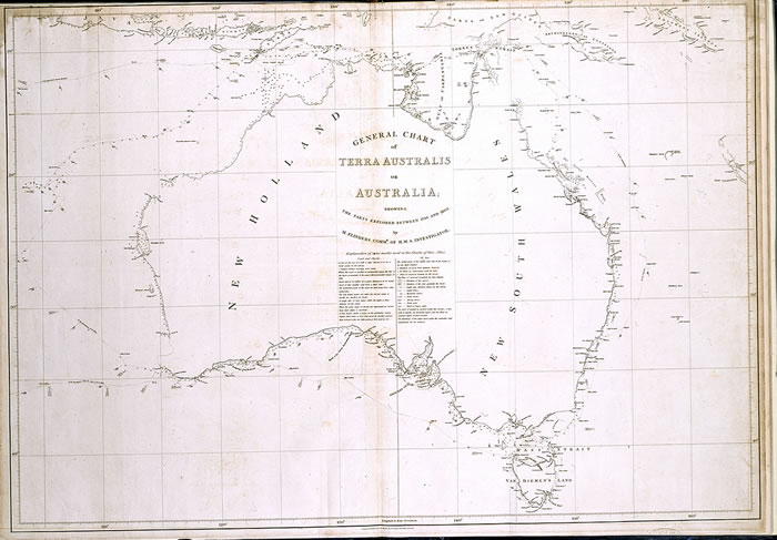 Printed chart of Terra Australis or Australia