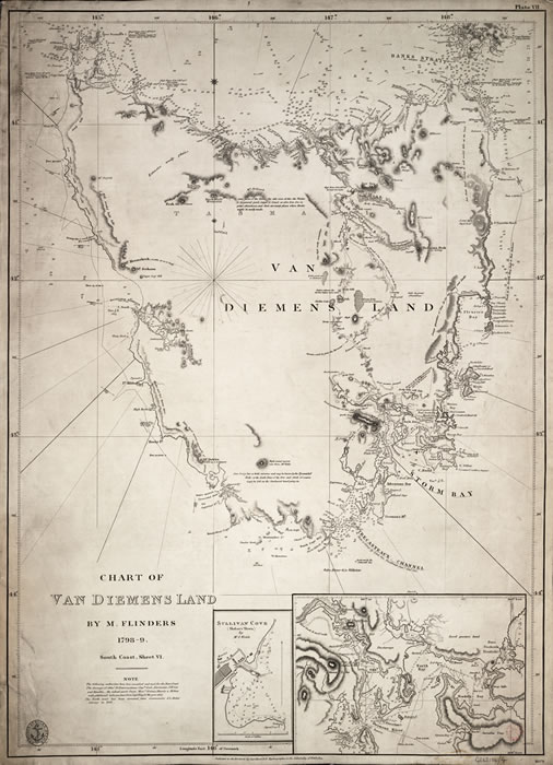 Printed chart of Van Diemens Land (South Coast, Sheet VI)
