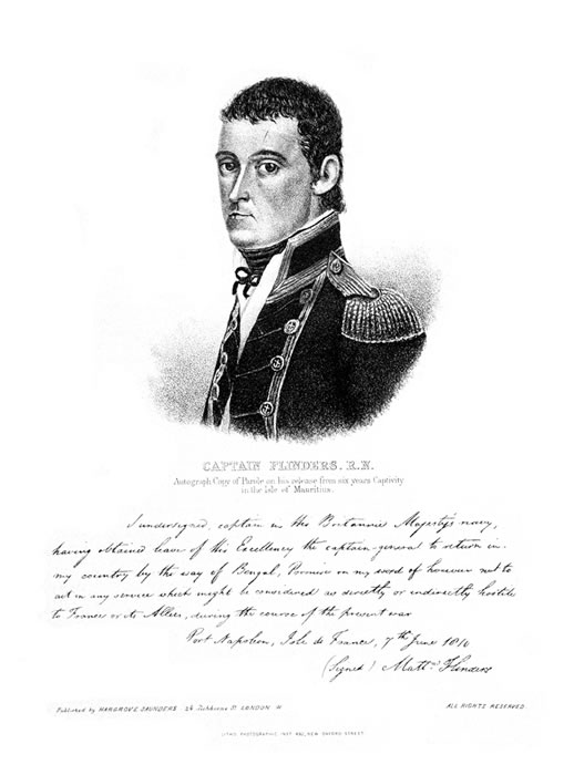 Captain Flinders R N. Autograph copy of parole on his release from six years captivity in the Isle of Mauritius